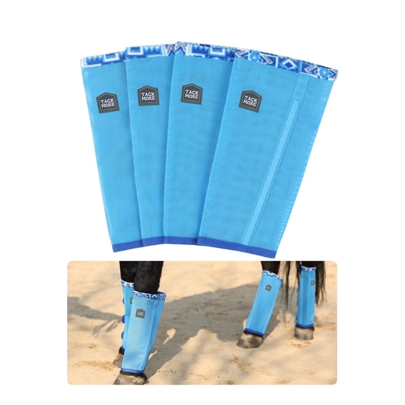 Set de 4 botas antimoscas para caballo Tackmore de malla transpirable azul