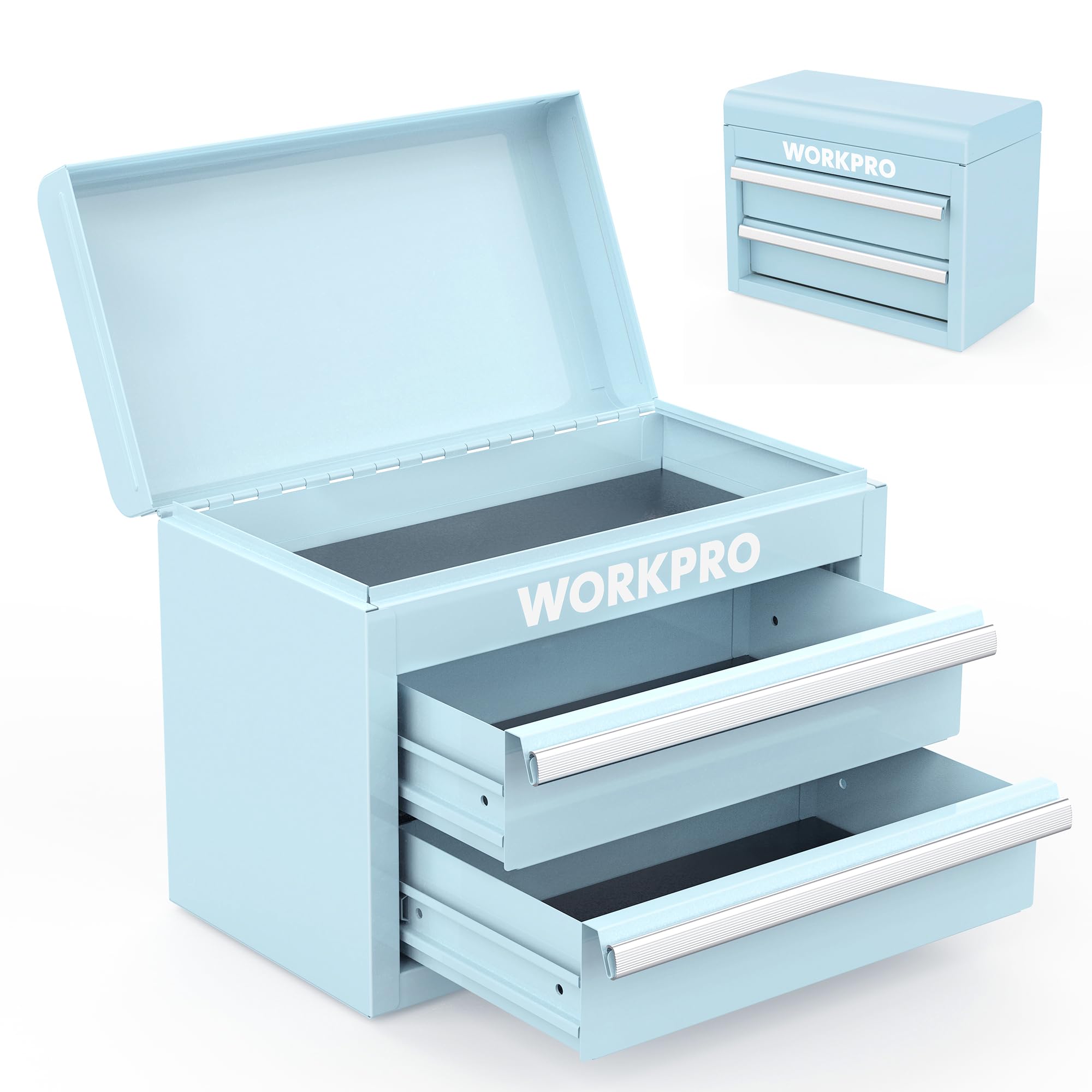 Caja De Herramientas Workpro Mini De Metal Con 2 Cajones Y Almacenamiento En La Parte Superior