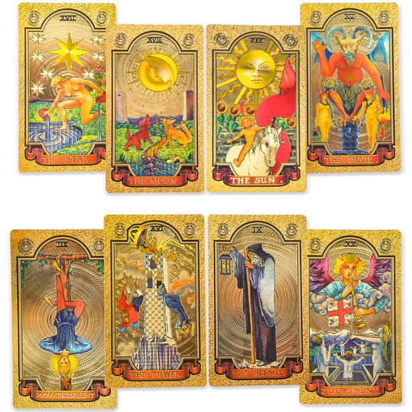 Tarot Cards KIINO 78 Gold Foil con guía para principiantes