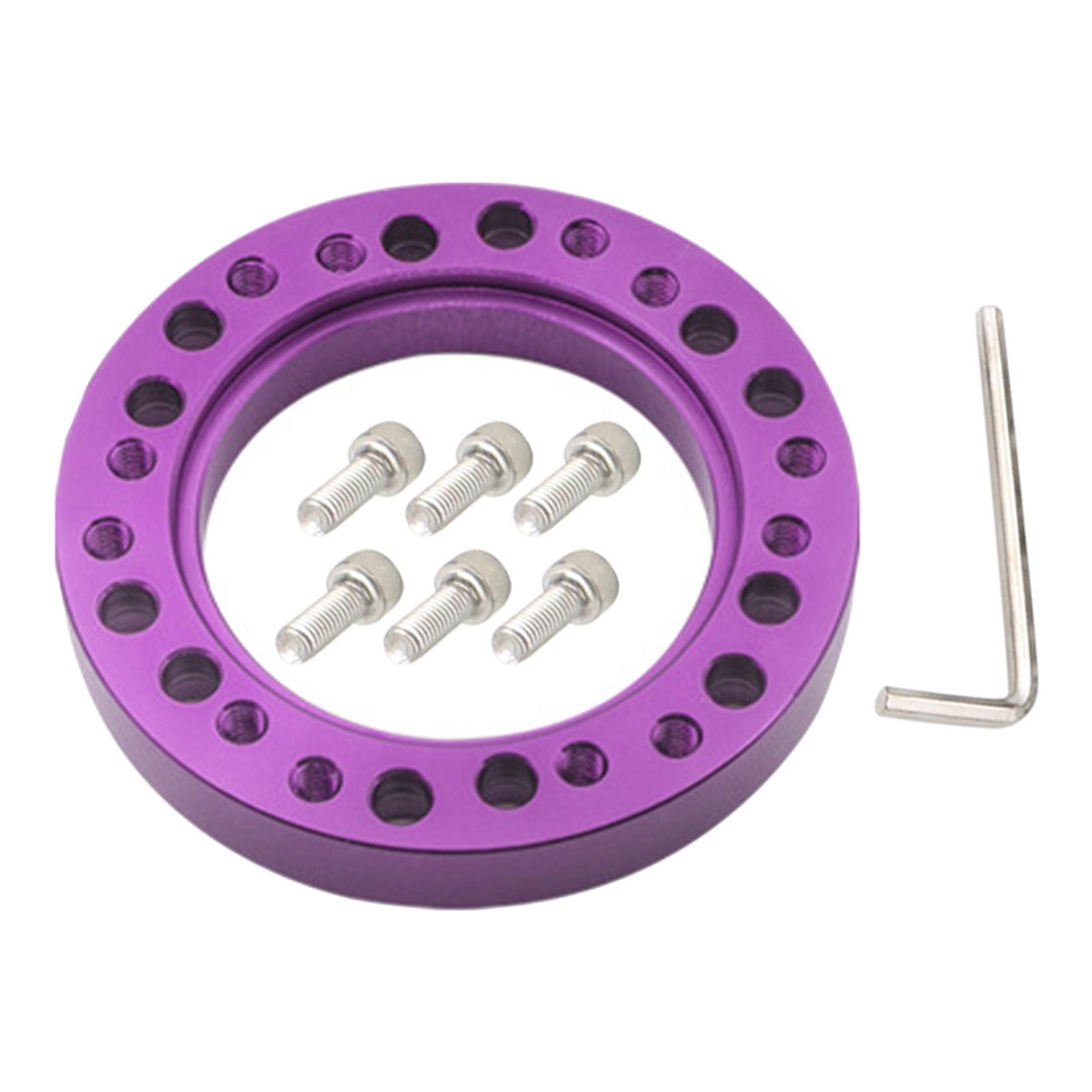 Magideal - Almohadilla Espaciadora Del Adaptador Del Cubo Del Volante Del Coche De Aleación De Aluminio, Con 6 Tornillos Accesorios Universales De Dirección Piez Púrpura
