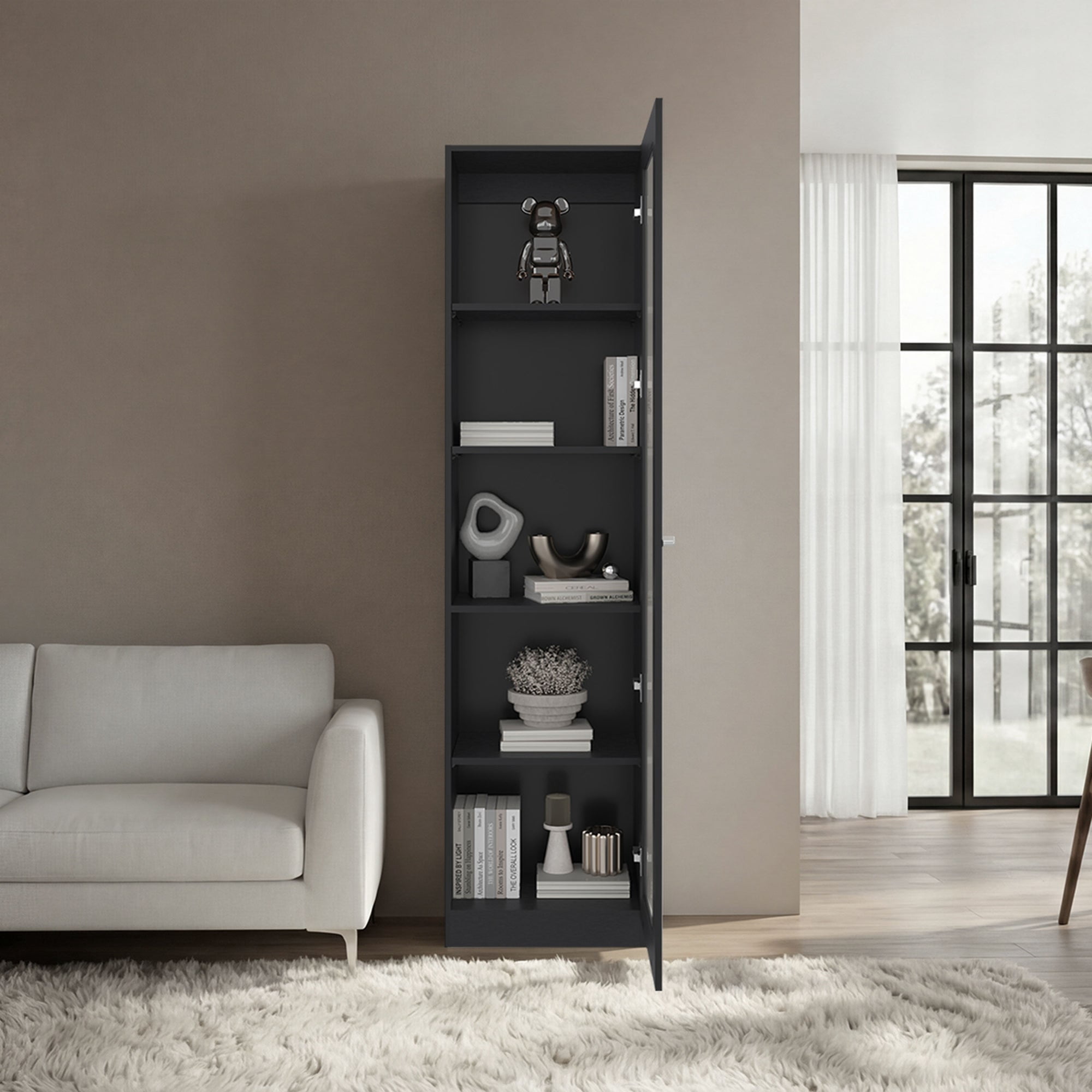 Tuhome - Estante Vitrina 1 Puerta Home-e6 Wengue 180,6x45,0x31,3 Cm