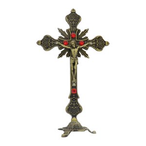 Magideal - Crucifijo Cruzado De Mesa Con Soporte Crucifijo Colgante O De Pie De 10 Pulgadas Crucifijo De Jesús Para Oraciones, Capilla, Sala De Estar, Decoración