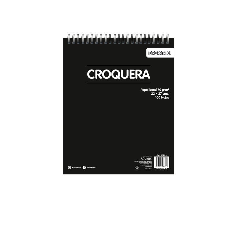 Croquera 100 Hojas 22x 27 Cms 1 Un Proarte