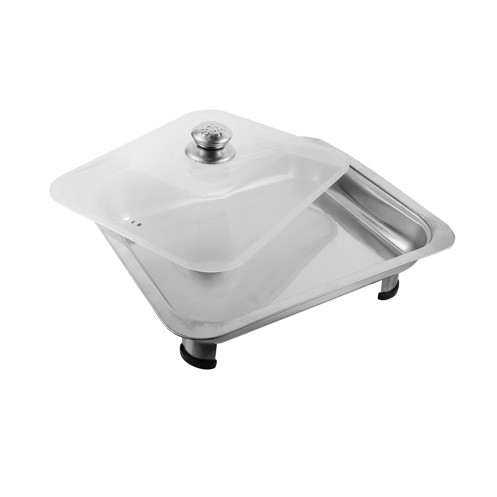 Magideal - Parrillas De Pescado, Sartén Para Asar Con Tapa, Soporte Rectangular Para Alimentos De Buffet, Estufa De Pescado A La Parrilla, Sartén Rectangular Par
