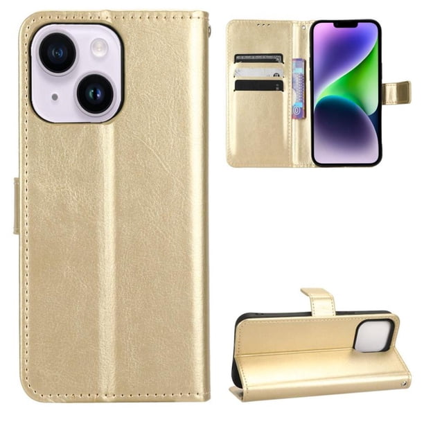 Funda tipo libro para iPhone 13, cartera todo‑en‑uno, funda multifuncional con tarjetero y correa de muñeca desmontable