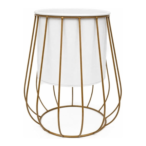 Porta Macetero Pedestal Maceta Plantas Metalico Decorativo crema