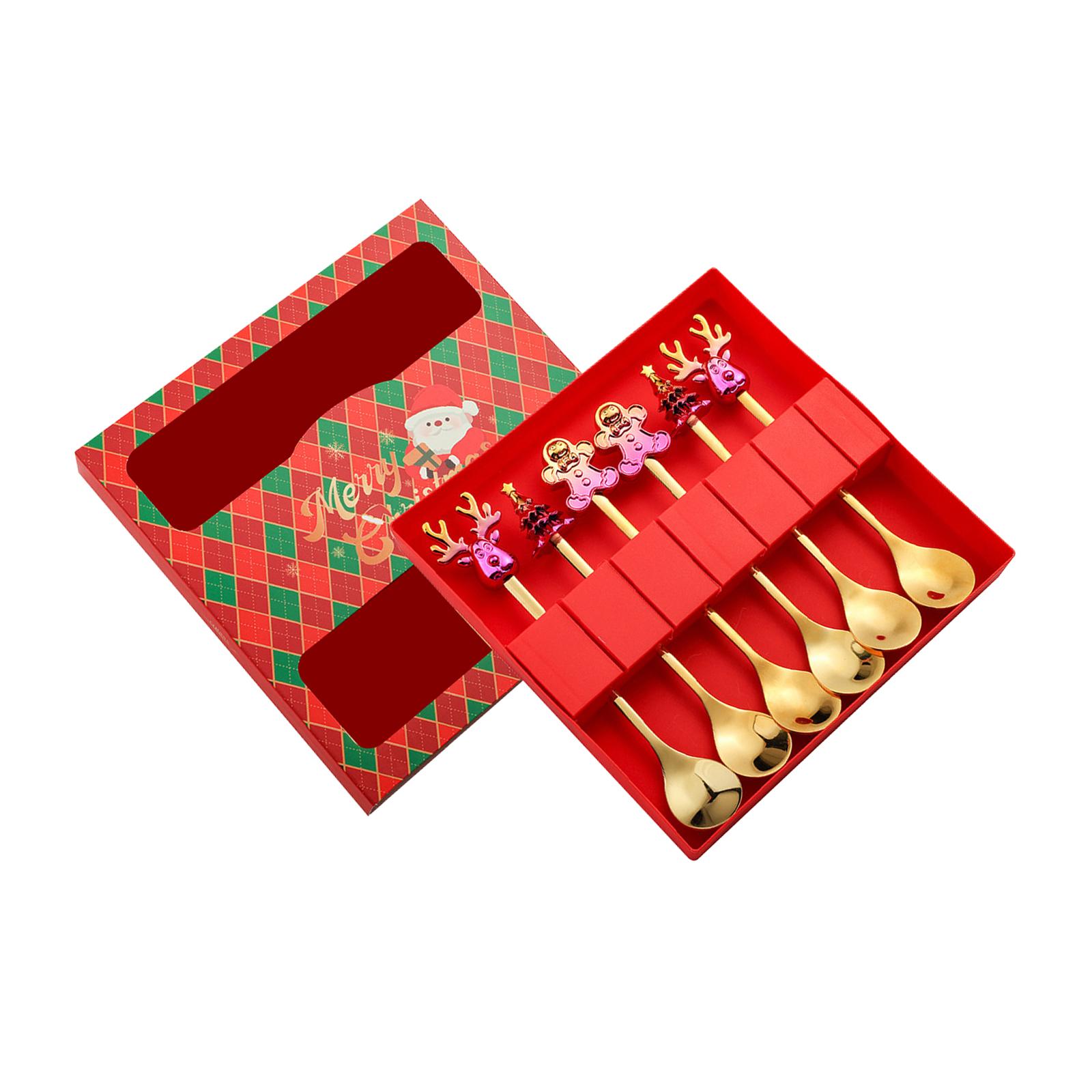 Bothyi - 6 Cucharas Con Forma De Alce Navideño Con Forma De Jengibre Para Fiestas En Casa