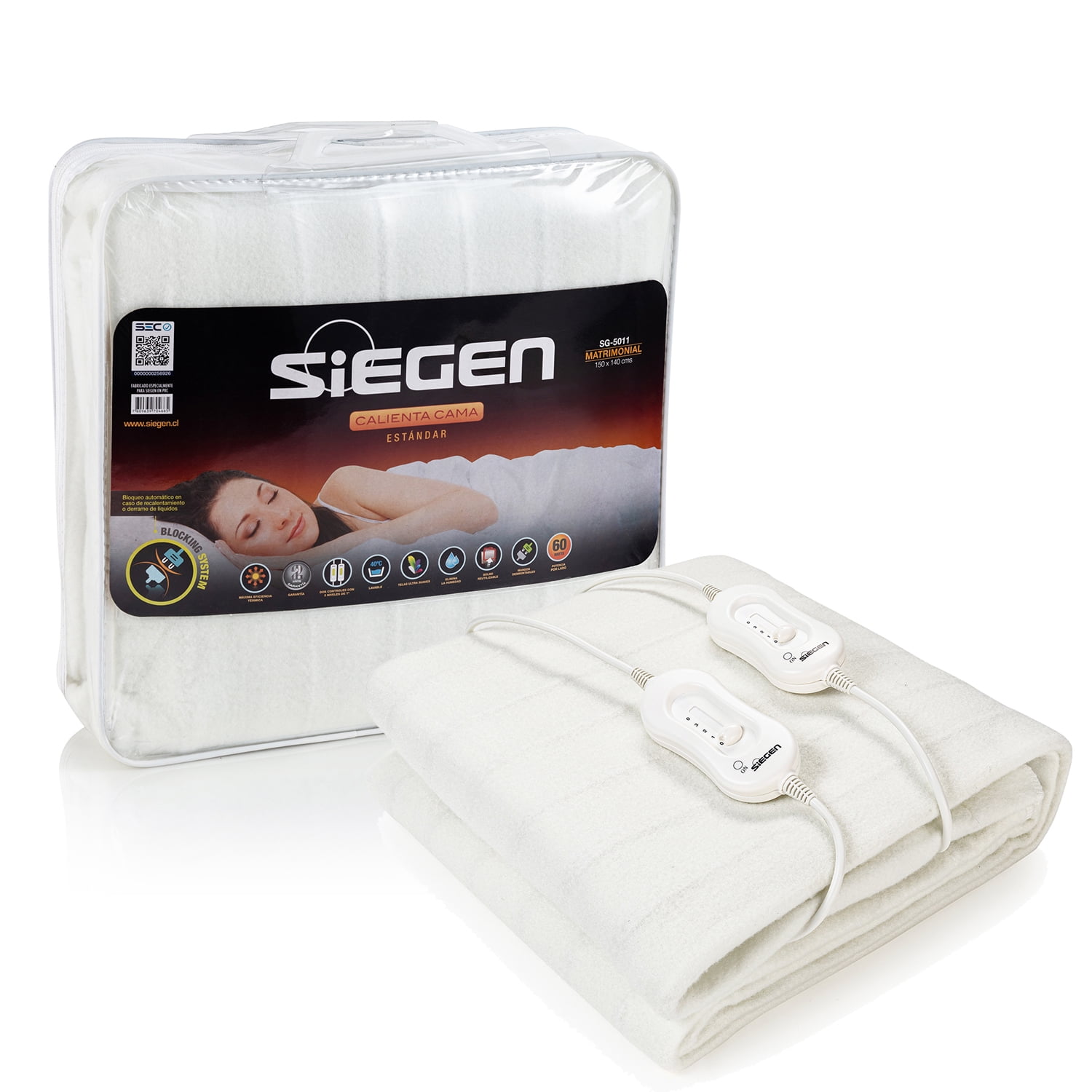 Siegen - Calienta Cama Sg-5011 2 Plazas Blanco