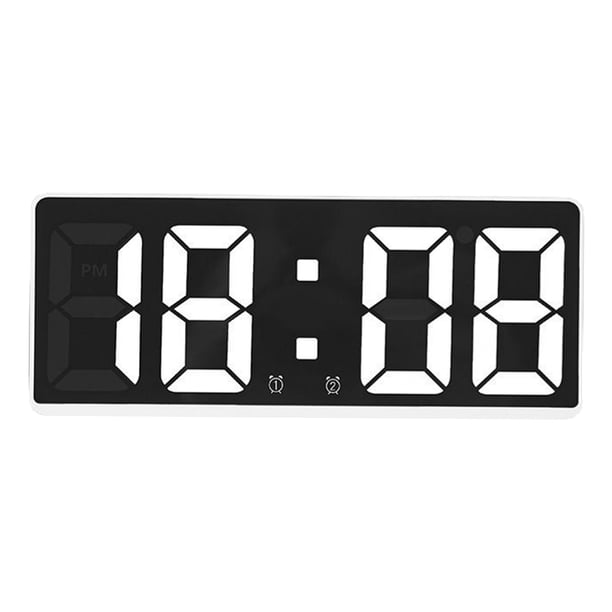 Despertador Pantalla LED grande Snooze alarmas Calendario de brillo ajustable, Control de voz, para personas mayores Hogar Dormitorio Niños