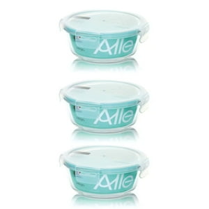 Pack 3 Contenedores Hermetico Vidrio Redondo 370Ml Allegra