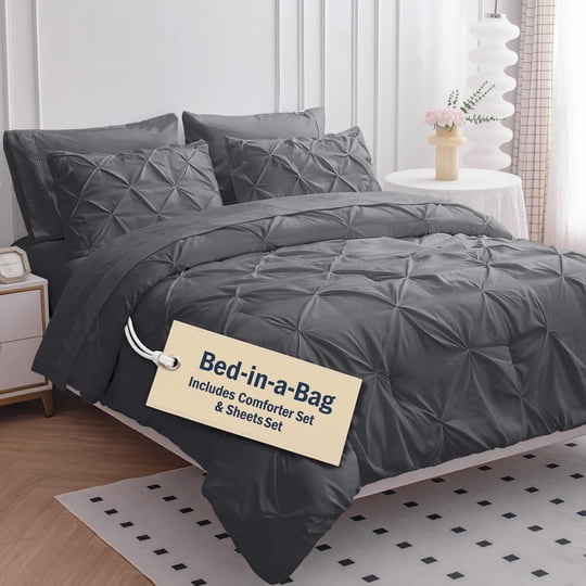 Juego De Cama Lane Linen 7 Piezas California King Gris Microfibra