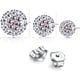 thumbnail image 2 of Juego de 3 pendientes de bola de cristal para mujeres y niñas, 3 pendientes de bola de discoteca brillantes de diferentes tamaños, plateados, cristal., 2 of 5