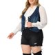 thumbnail image 4 of Agnes Orinda Chalecos de Mezclilla para Mujer de Talla Grande Tops Chaleco de Mezclilla con Botones Chaqueta Sin Mangas Casual 1X Azul, 4 of 7