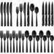 thumbnail image 1 of Juego de cubiertos Hiware negro mate 24 piezas para 4 con Steak K, 1 of 3
