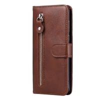 Gangxun - Funda Con Cremallera Para Iphone 12 Pro Max, Carcasa Cartera De Cuero Pu Con Soporte Y Tarjetero