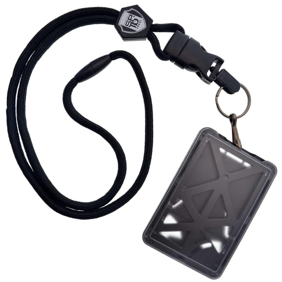 Portacredenciales Specialist ID de 3 tarjetas con correa negra
