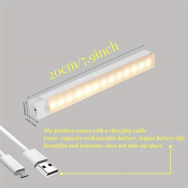 1pc LED Motion Sensor Cabinet Light, Under Counter Closet Lighting, Wireless Magnetic USB Rechargeable Kitchen Night Lights, Battery Powered Operated Light For Wardrobe Closets Cabinet Cupboard Stair