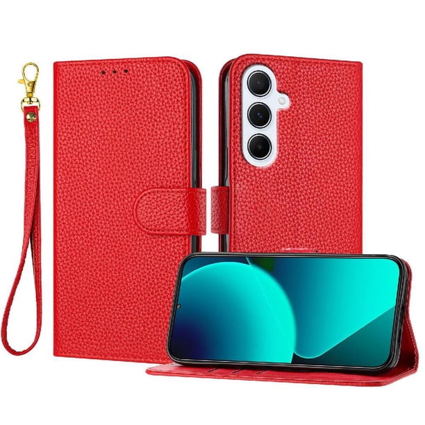Funda Cartera para Samsung Galaxy A26 5G Tarjetero Soporte Magnético y Correa Rojo