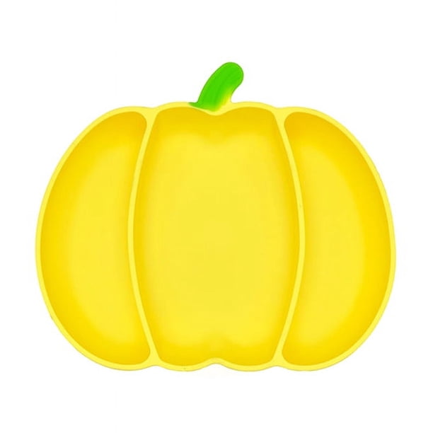 Children's Halloween Silicone Pumpkin Dinner Plate, Baby Silicone Non-slip Tableware, Suction Cup Type Food Supplement Box, Integrated Divided Grid Tableware