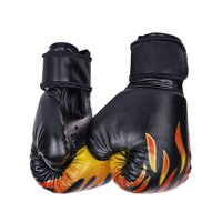 Ioensy - Guantes De Boxeo Para Niños Guantes De Boxeo De Cuero Pu Para Ejercicio Mma Pad Negro