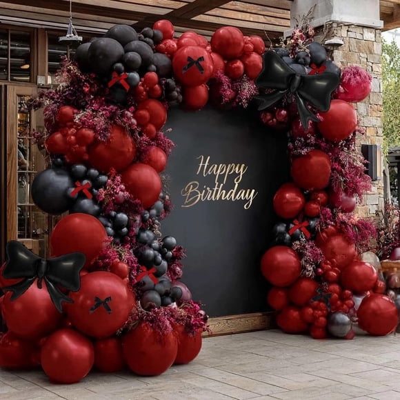 Kit de arco de globos feilebalon de doble relleno rojo y negro