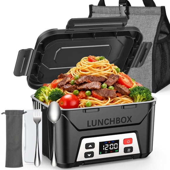 Fiambrera con calefacción EAST OAK para adultos, 1,3 L y 5,5 tazas, color negro