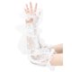 thumbnail image 4 of INSPIRE CHIC Guantes de malla floral de encaje para mujer con lazo de perlas, puntos de lunares, longitud de muñeca sin dedos para boda elegante, fiesta de noche, blanco7, 4 of 6