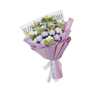 Bothyi - Ramo De Flores De Crochet Para Escritorio Con Hojas Verdes, Decoración, Flores Artificiales Moradas