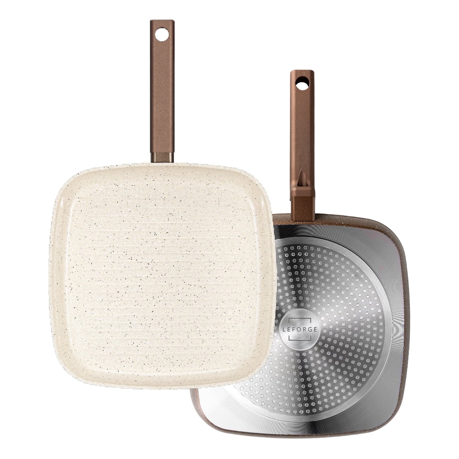 Leforge - Sarten Bifera Grill Granito Antiadherente 28cm Chocolate Crema