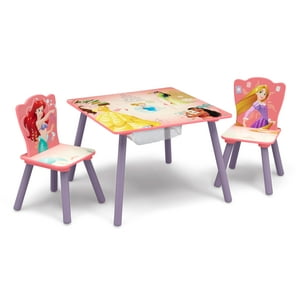 Juego De Mesa Y Sillas Infantil Princesas Disney Con Almacenamiento Y 2 Sillas Incluidas Delta Children