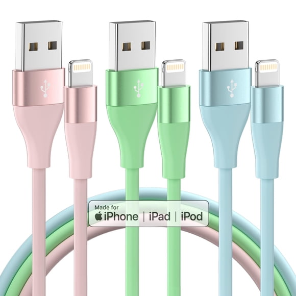 Cable de carga MenoSupp para iPhone 14, 13, 12, 11 Pro, Max, XR, XS, X, 8, 7, 6