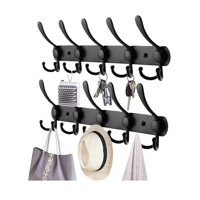 Genérico - Ganchos Perchero Sombrero Doble Colgador Pared Cocina 2 Piezas Negro