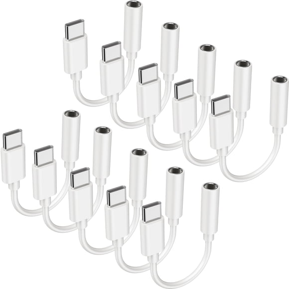 Adaptador electrónico YGKSAA USB‑C a jack de 3,5 mm para audífonos (paquete de 10)