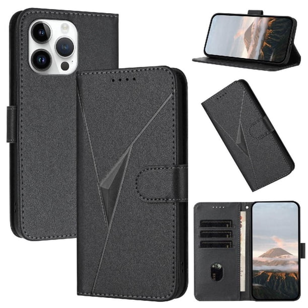 Funda Cartera Fibra de Carbono para iPhone 16 Pro Max con Soporte y Cierre Magnético Negro