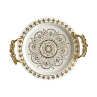 Bothyi - Bandeja Decorativa Nórdica Redonda Para Servir Comida, Té, Café Y Frutas, 36,5 X 31,5 X 4,9 Cm.