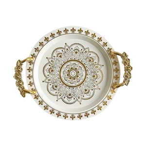 Bothyi - Bandeja Decorativa Nórdica Redonda Para Servir Comida, Té, Café Y Frutas, 36,5 X 31,5 X 4,9 Cm.