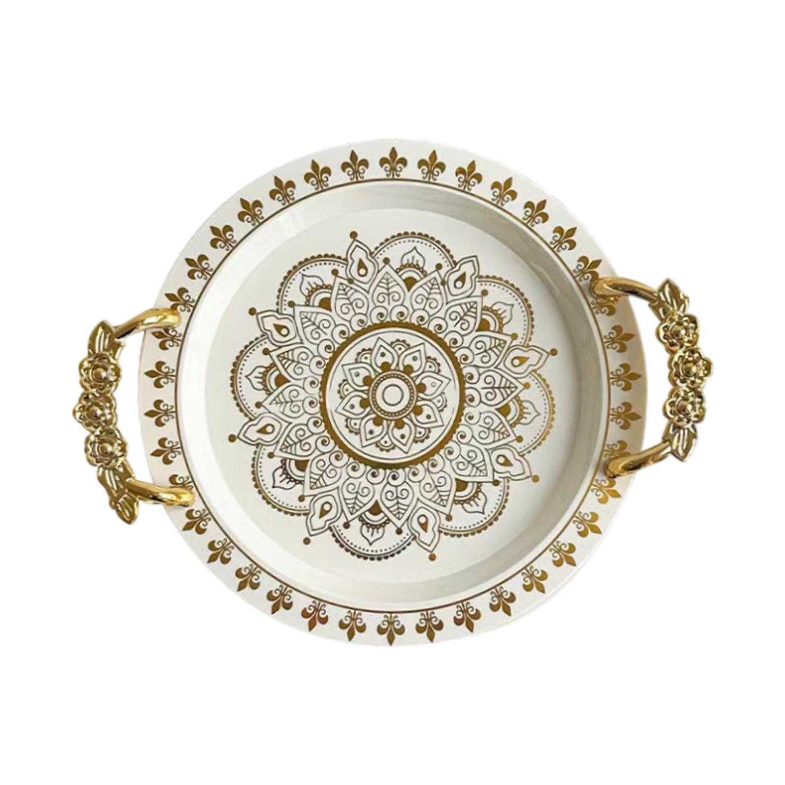 Bothyi - Bandeja Decorativa Nórdica Redonda Para Servir Comida, Té, Café Y Frutas, 36,5 X 31,5 X 4,9 Cm.