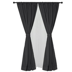 Masel - Set Cortina 8 Pzas Amalia Pasatubo 140X225 Gris Oscuro