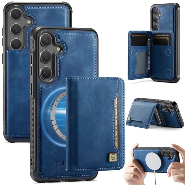 AutSpace Funda para Samsung Galaxy A16 4G/ 5G, Bloqueo RFID, Cuero PU, Compatible con MagSafe, Billetera Desmontable 2 en 1 con Tarjetero, Soporte, Cubierta Protectora Magnética, Azul