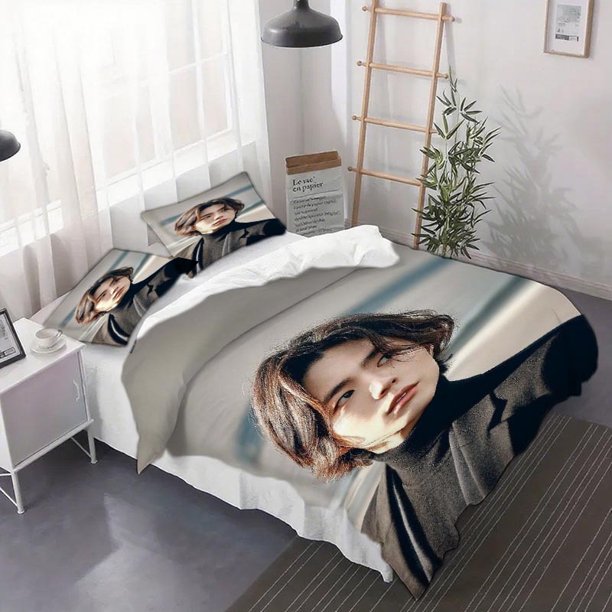 3pcs Park Bo Gum Curly Inspiration Duvet Cover Set - Fashionable Quilt Combo Printed Bedding Ensemble