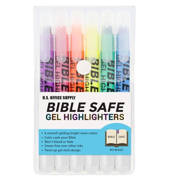 Juego de iluminadores en gel Bible Safe, material de oficina de EE. UU., 6 colores