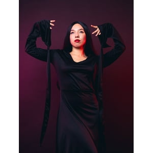 Genérico - Vestido Disfraz Morticia Addams Halloween
