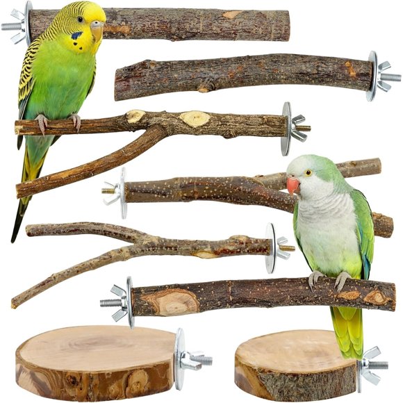 Perchas de madera natural de 8 piezas para periquitos