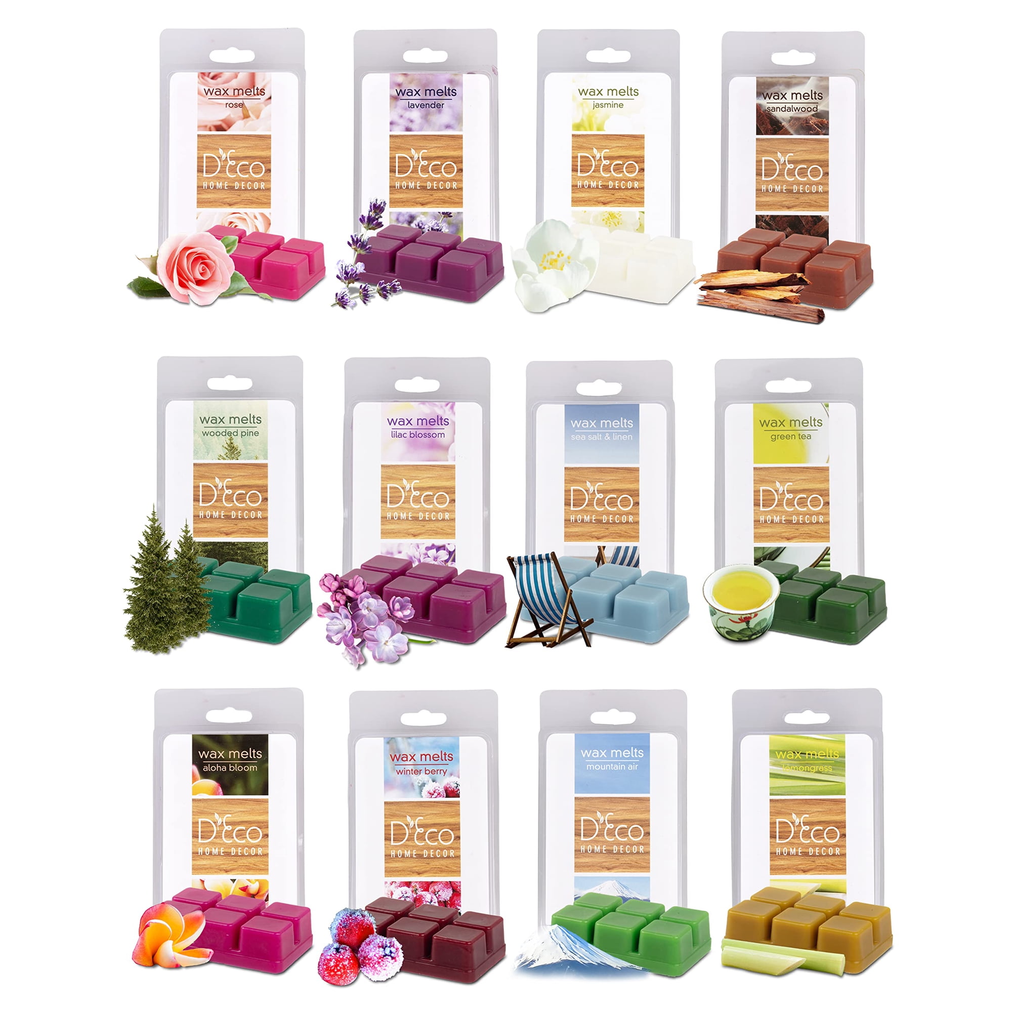 Deco Dream - Set Deco Serene De Cera Perfumada Para Derretir, 12 Unidades, 72 Cubos