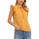 thumbnail image 4 of INSPIRE CHIC Blusas de Verano para Mujer con Mangas Volantes, Cuello con Lazo y Botones al Frente, Casual, Talla S, Amarillo, 4 of 6