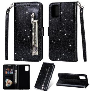 Funda Para Foxdock Elegante Funda Samsung Galaxy A41 Glitter Con Cremallera-Ideal Para El Uso Diario