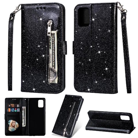 Funda Para Foxdock Elegante Funda Samsung Galaxy A41 Glitter Con Cremallera-Ideal Para El Uso Diario