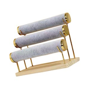 Ioensy - Soporte De Exhibición De Pulseras De 3 Niveles Bandeja De Joyería Para Relojes De Brazalete Mostrador Gris