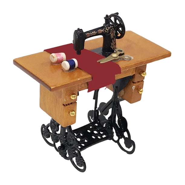 Máquina De Coser En Miniatura De Casa De Muñecas De Madera, Adorable Para Decoración Del Hogar Y Dormitorio