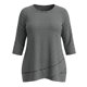 thumbnail image 5 of GRACE & GRANDEUR Blusas de Mujer Tallas Grandes a Rayas Cuello Redondo Suelto Casual Túnica Manga 3/4 Dobladillo Alto Bajo Cruzado 2X Gris, 5 of 7